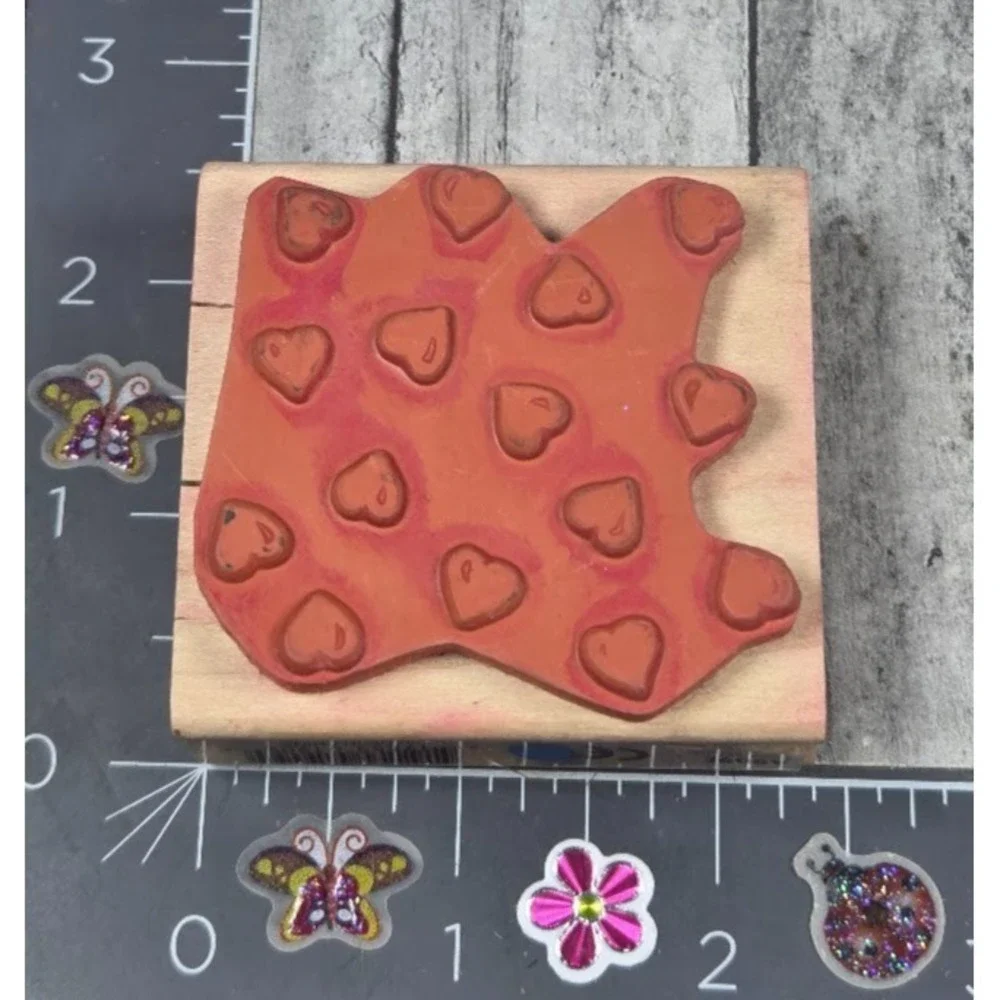 Rubber Stampede Hearts Abound Background A909E Rubber Stamp Wood #i18